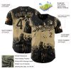 Custom Black Vegas Gold 3D Pattern Design Abstract Splatter Grunge Art Authentic Baseball Jersey - Image 3