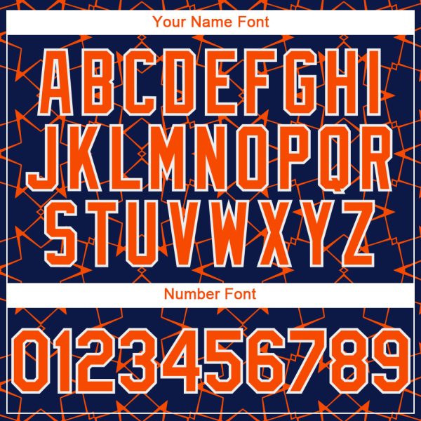 Custom Navy Orange-White 3D Pattern Design Star Lines Authentic Baseball Jersey - Image 5