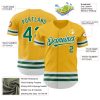 Custom Gold Kelly Green-White Line Authentic Baseball Jersey - Image 3