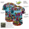 Custom White Sky Blue 3D Pattern Design Rave Psychedelic Authentic Baseball Jersey - Image 3