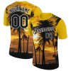 Custom Gold Black-White 3D Pattern Design Hawaii Palm Trees Performance T-Shirt