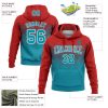 Custom Stitched Red Teal-White 3D Pattern Design Gradient Square Shape Sports Pullover Sweatshirt Hoodie - Image 2