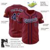 Custom Crimson White Pinstripe Navy Authentic Baseball Jersey - Image 3