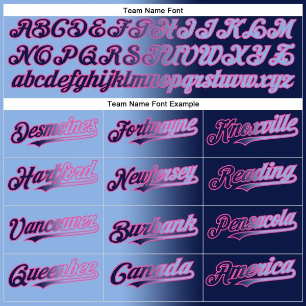 Custom Navy Light Blue-Pink Authentic Gradient Fashion Baseball Jersey - Image 4