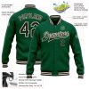 Custom Kelly Green Black-Cream Bomber Full-Snap Varsity Letterman Jacket - Image 3