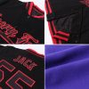 Custom Purple Black-Orange Bomber Full-Snap Varsity Letterman Jacket - Image 2