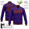 Custom Purple Black-Orange Bomber Full-Snap Varsity Letterman Jacket - Image 3