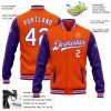Custom Orange White-Purple Bomber Full-Snap Varsity Letterman Two Tone Jacket - Image 3