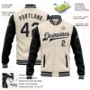 Custom Cream Black-Gray Bomber Full-Snap Varsity Letterman Two Tone Jacket - Image 3