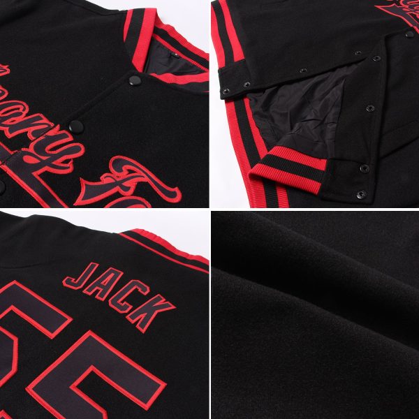 Custom Brown Crimson Vegas Gold Black-City Cream Classic Western Plaid 3D Pattern Design Bomber Full-Snap Varsity Letterman Jacket - Image 4