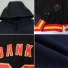Custom Navy White-Light Blue Bomber Full-Snap Varsity Letterman Hoodie Jacket - Image 2