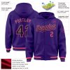 Custom Purple Black-Pink Bomber Full-Snap Varsity Letterman Hoodie Jacket - Image 3