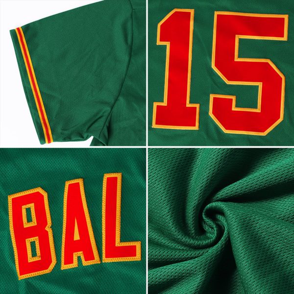 Custom Kelly Green White-Pink Authentic Baseball Jersey - Image 6