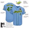 Custom Light Blue Green-Gold Authentic Baseball Jersey - Image 3