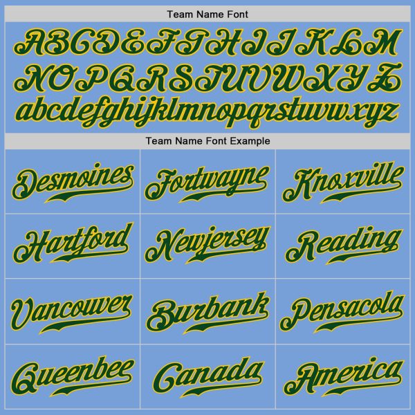 Custom Light Blue Green-Gold Authentic Baseball Jersey - Image 4