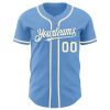 Custom Light Blue Cream Authentic Baseball Jersey - Image 2