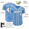 Custom Light Blue Cream Authentic Baseball Jersey - Image 3