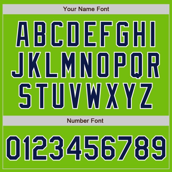 Custom Neon Green Navy Pinstripe Navy-White Authentic Baseball Jersey - Image 5