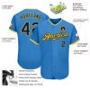 Custom Powder Blue Navy Gold-White Authentic Baseball Jersey - Image 3