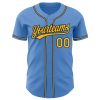 Custom Powder Blue Yellow-Navy Authentic Baseball Jersey - Image 2