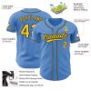 Custom Powder Blue Yellow-Navy Authentic Baseball Jersey - Image 3
