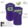 Custom Purple Neon Green-White Authentic Sleeveless Baseball Jersey - Image 2