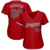 Custom Red Steel Gray-White Authentic Baseball Jersey - Image 2