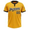 Custom Gold Black Pinstripe White Two-Button Unisex Softball Jersey - Image 2