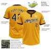 Custom Gold Black Pinstripe White Two-Button Unisex Softball Jersey - Image 3