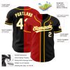 Custom Black White Red-Gold Authentic Split Fashion Baseball Jersey - Image 3