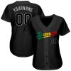 Custom Black Black-Red Authentic Split Fashion Baseball Jersey - Image 2