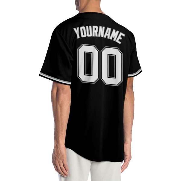 Custom Black White-Gray Authentic Baseball Jersey - Image 2