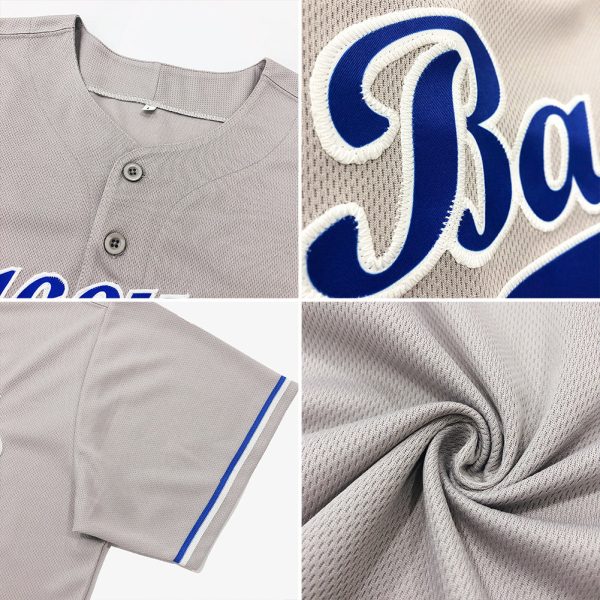 Custom Gray Red-Navy Authentic Baseball Jersey - Image 6