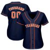 Custom Navy Orange-White Baseball Jersey - Image 2