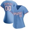 Custom Light Blue White-Red Authentic Baseball Jersey - Image 2