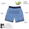 Custom Light Blue Light Blue-Navy Authentic Throwback Basketball Shorts - Image 2