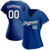 Custom Royal White-Black Authentic Baseball Jersey - Image 2