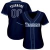 Custom Navy White-Powder Blue Baseball Jersey - Image 2